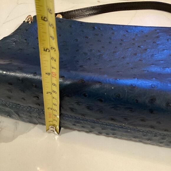 Genuine Leather Valentina Italian Bag Purse Handbag Navy - Picture 11 of 14